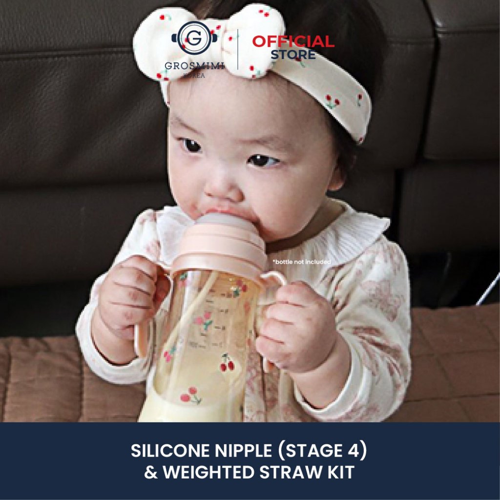 Grosmimi Silicone Teat and Weighted Straw Kit / Dot dengan Pemberat