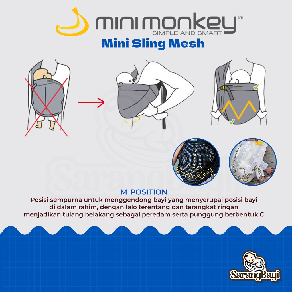 Minimonkey Mini Sling Mesh / Gendongan Bayi Mini Monkey