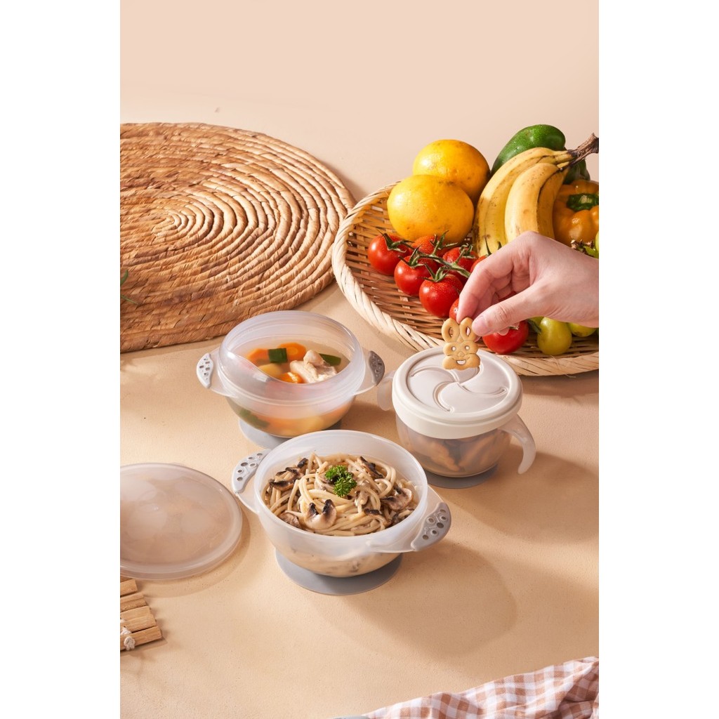 Little Dimple 3in1 Mess Free Bowl Set / Set Mangkuk Mangkok Makan Anak Bayi