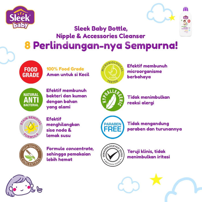 Sleek Baby Bottle Nipple and Accessories Cleanser / Pembersih Botol Dot Susu Bayi
