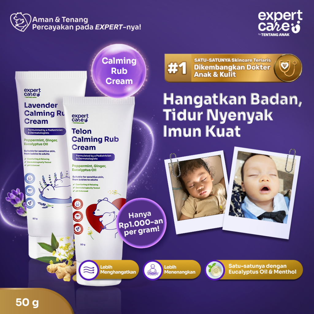 Expert Care Calming Rub Baby Cream / Lavender Calming Rub / Telon Calming Rub | Krim Penghangat Tidur Nyenyak Imun Kuat Pereda Kembung Kolik Anak Bayi