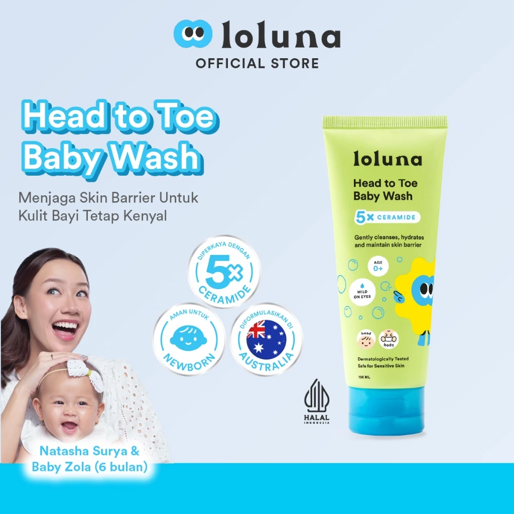 Loluna Head To Toe Body Wash | Shampoo & Body Soap / Sampo dan Sabun Bayi Anak Travel Tube Pump Bottle Refill Pouch
