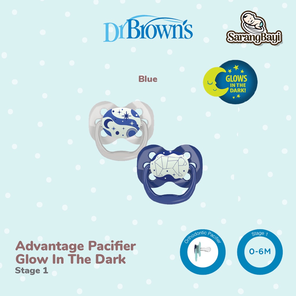 Dr Browns Advantage Pacifier Glow In The Dark Empeng Soother Bayi