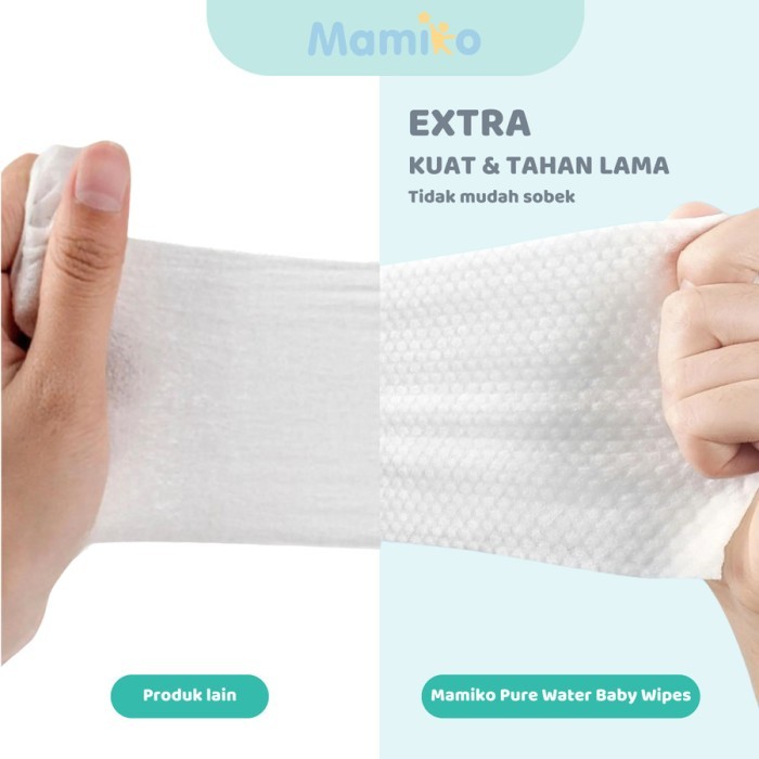Mamiko Wet Tissue Baby Wipes Pure Water Hand Mouth 10s 80s Mini Travel Size / Tisu Basah Bayi Non Alkohol