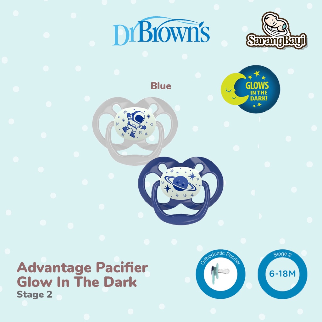 Dr Browns Advantage Pacifier Glow In The Dark Empeng Soother Bayi