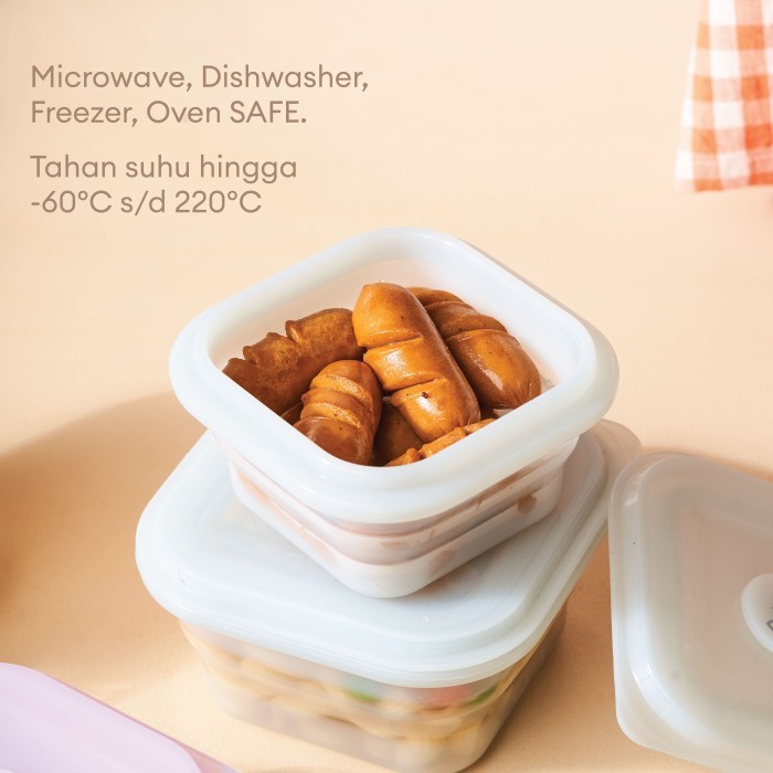 Little Dimple Pack and Fold Collapsible Silicone Food Container / Kotak Wadah Silikon Makan Mpasi Lipat