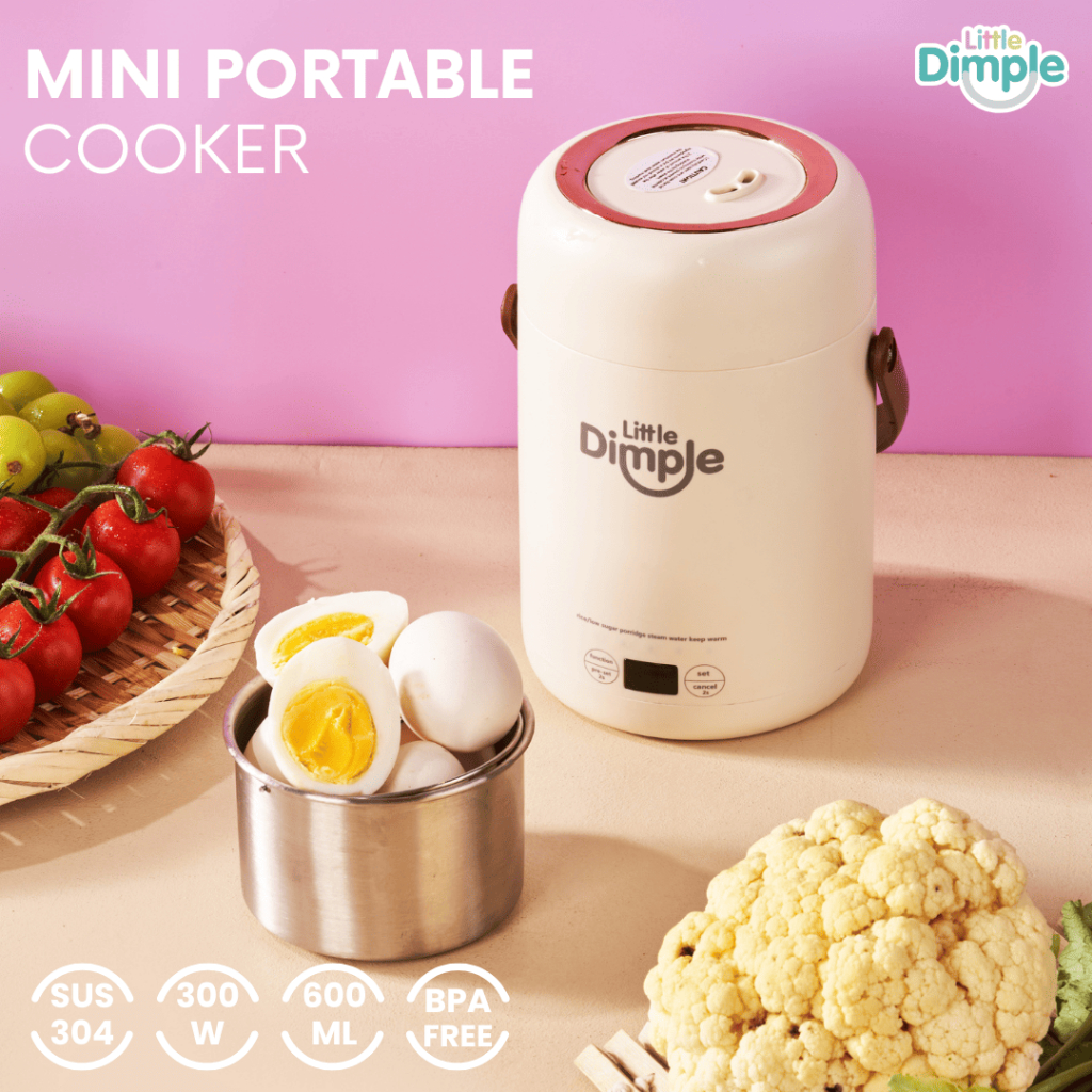 Little Dimple Mini Portable Cooker MEC 838 / Alat Masak Multifungsi Mpasi Bayi | Multicooker Cooker Mini / Electric Kettle / Electric Steamer / Insulated Food Jar / Low Sugar Rice Cooker