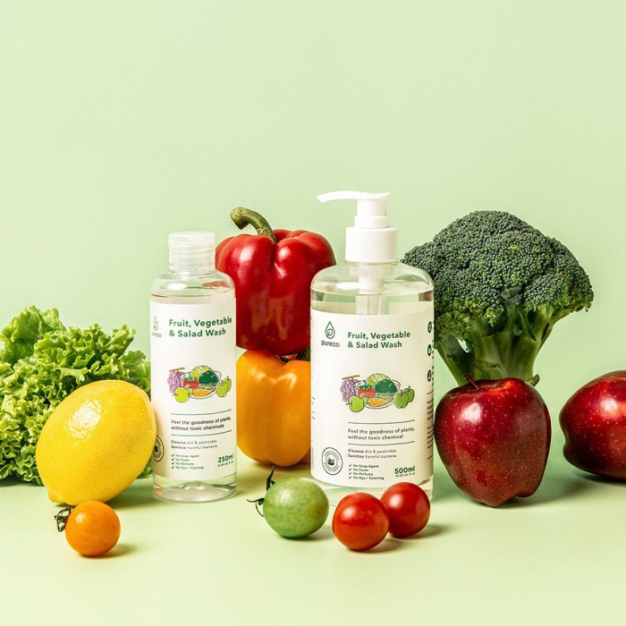 Pureco Liquid Fruit Vegetable Salad Wash / Fruit Veggie Soap / Sabun Cair Cuci Buah Sayuran Home Size Refill Size