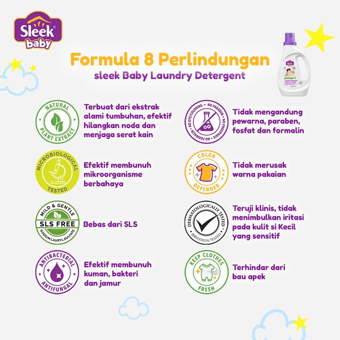 Sleek Baby Laundry Detergent Pouch Jerigen / Deterjen Pakaian Bayi 450 500 900 ml 1,2 4 Liter