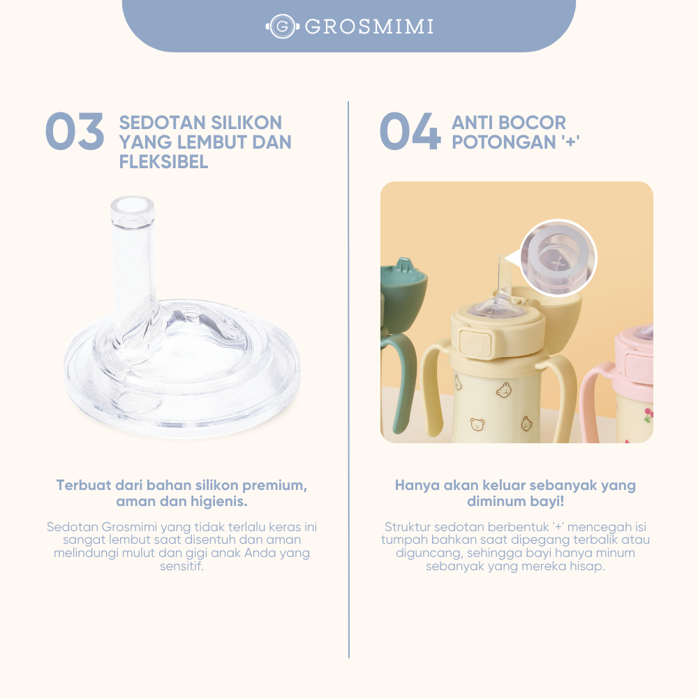Grosmimi PPSU Weighted Straw Cup 200ml / Botol Minum Training Sedotan dengan Pemberat Anak Bayi