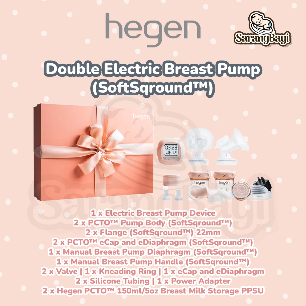 Hegen PCTO Double Electric Breast Pump Portable SoftSqround | Gift Set Breastpump Pompa Asi Eletrik