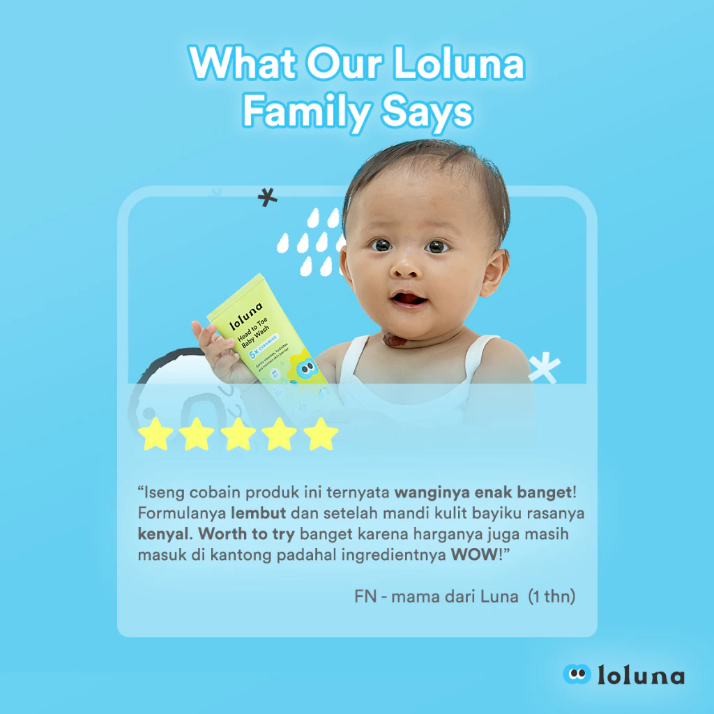 Loluna Head To Toe Body Wash | Shampoo & Body Soap / Sampo dan Sabun Bayi Anak Travel Tube Pump Bottle Refill Pouch