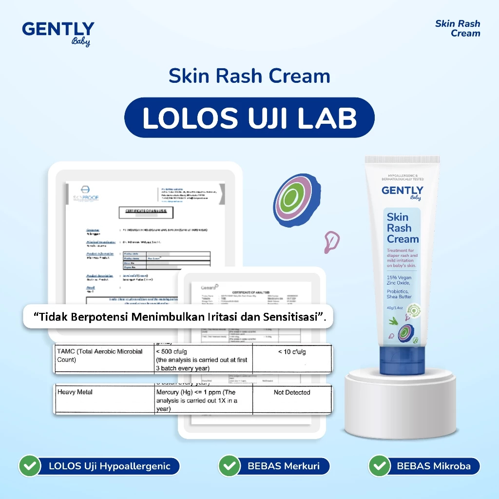 Gently Baby Skin Rash Cream / Krim Ruam Popok Anak Bayi