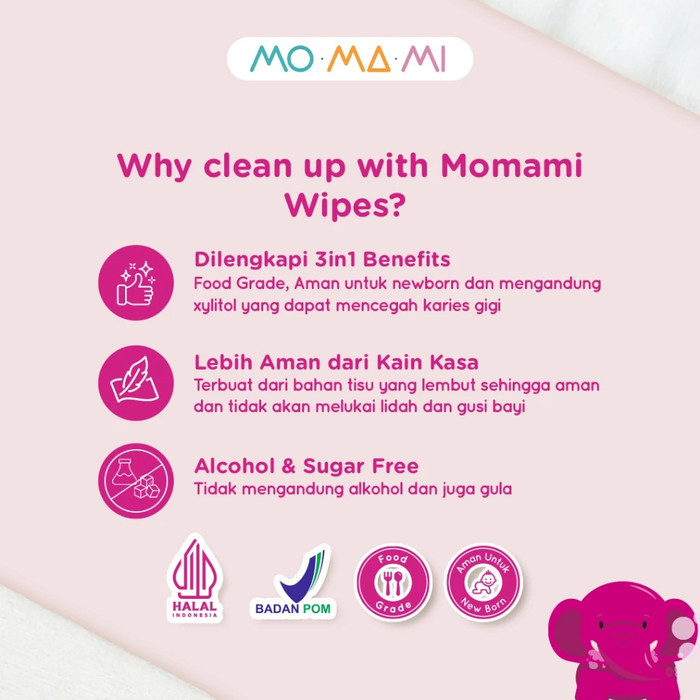 Momami Tooth and Gum Wipes / Tisu Basah Pembersih Gigi dan Gusi Bayi dengan Xylitol