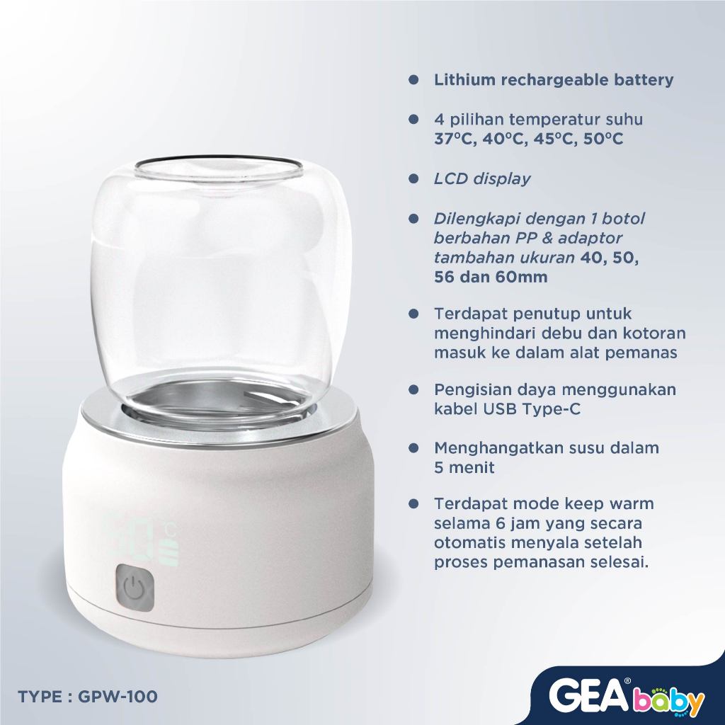 GEA Baby Smart Hero Portable Bottle Warmer GPW 100 / Milk Warmer / Penghangat Botol Susu
