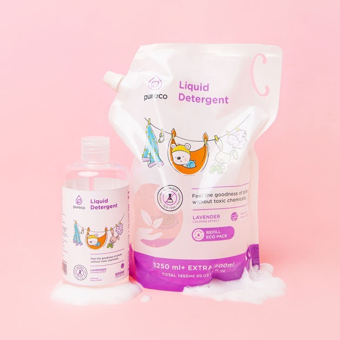 Pureco Liquid Detergent / Deterjen Pakaian Bayi Travel Size Home Size Refill Pouch