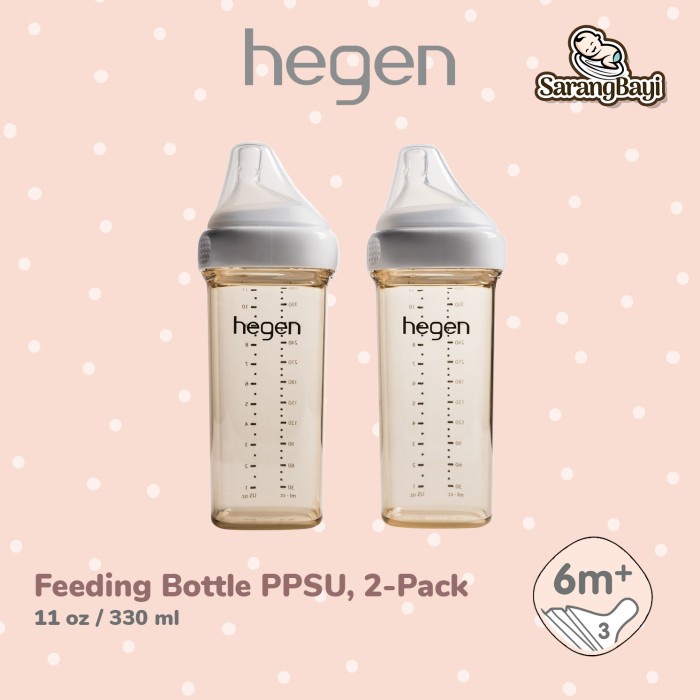 Hegen PCTO Feeding Bottle PPSU 11oz 330ml Isi 2 / Botol Susu Bayi
