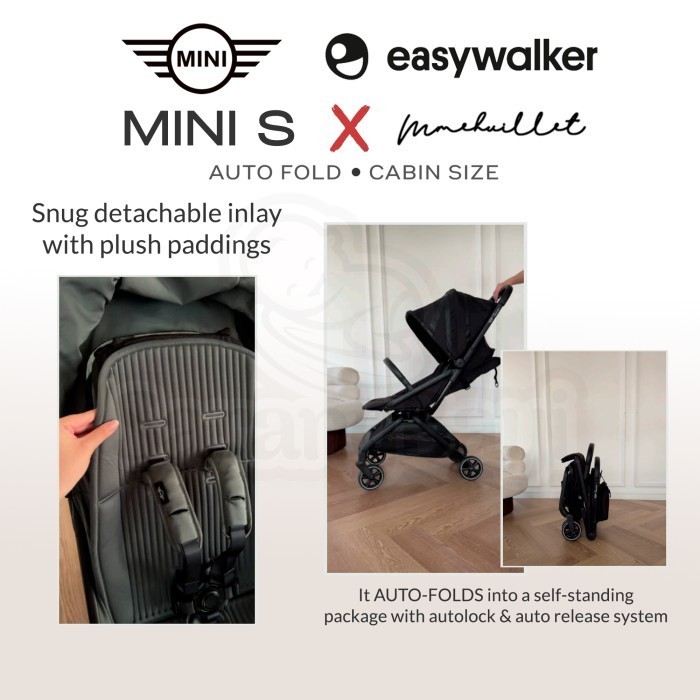 Easywalker Mini S Mmehuillet / Rockey S Autofold Cabin Size Stroller | Picadilly Black Sutton Peanuts Snoopy Grey Candy Pink