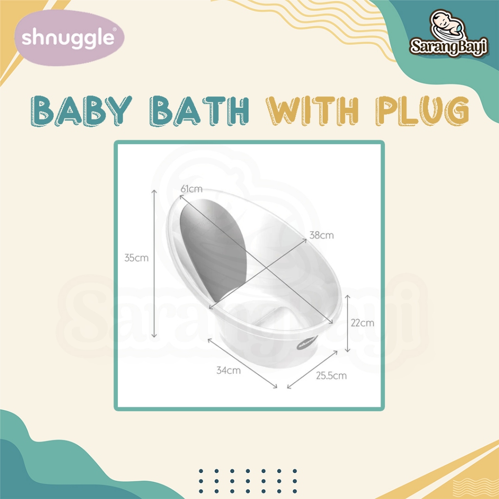 Shnuggle Baby Bath With Plug Complete Set / Set Bak Mandi Bayi