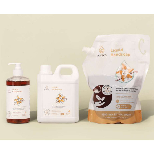 Pureco Liquid Handsoap Tea O Time / Vanilla / Sabun Cuci Tangan Anak Cair Travel Size Home Size Refill Pouch