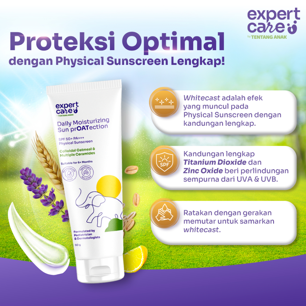 Expert Care Physical Sunscreen SPF 50+ PA+++ Daily Moisturizing Sun PrOATection / Sunblock / Krim Pelindung Kulit Sinar Matahari Anak Bayi