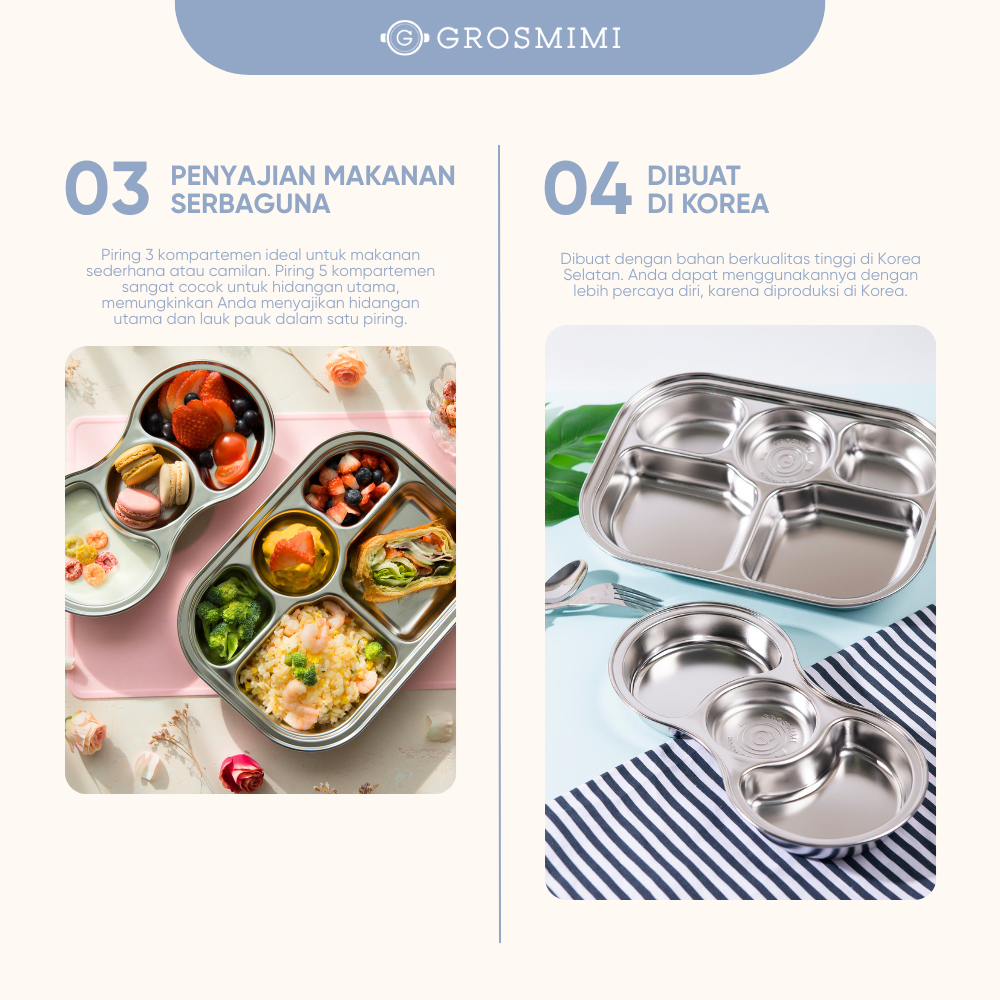 Grosmimi Stainless Food Tray / Piring Makan Anak