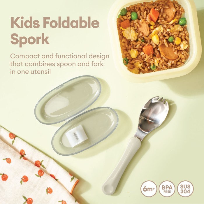 Little Dimple Kids Foldable Spork / Sendok Garpu Makan Lipat Anak MPASI Traveling