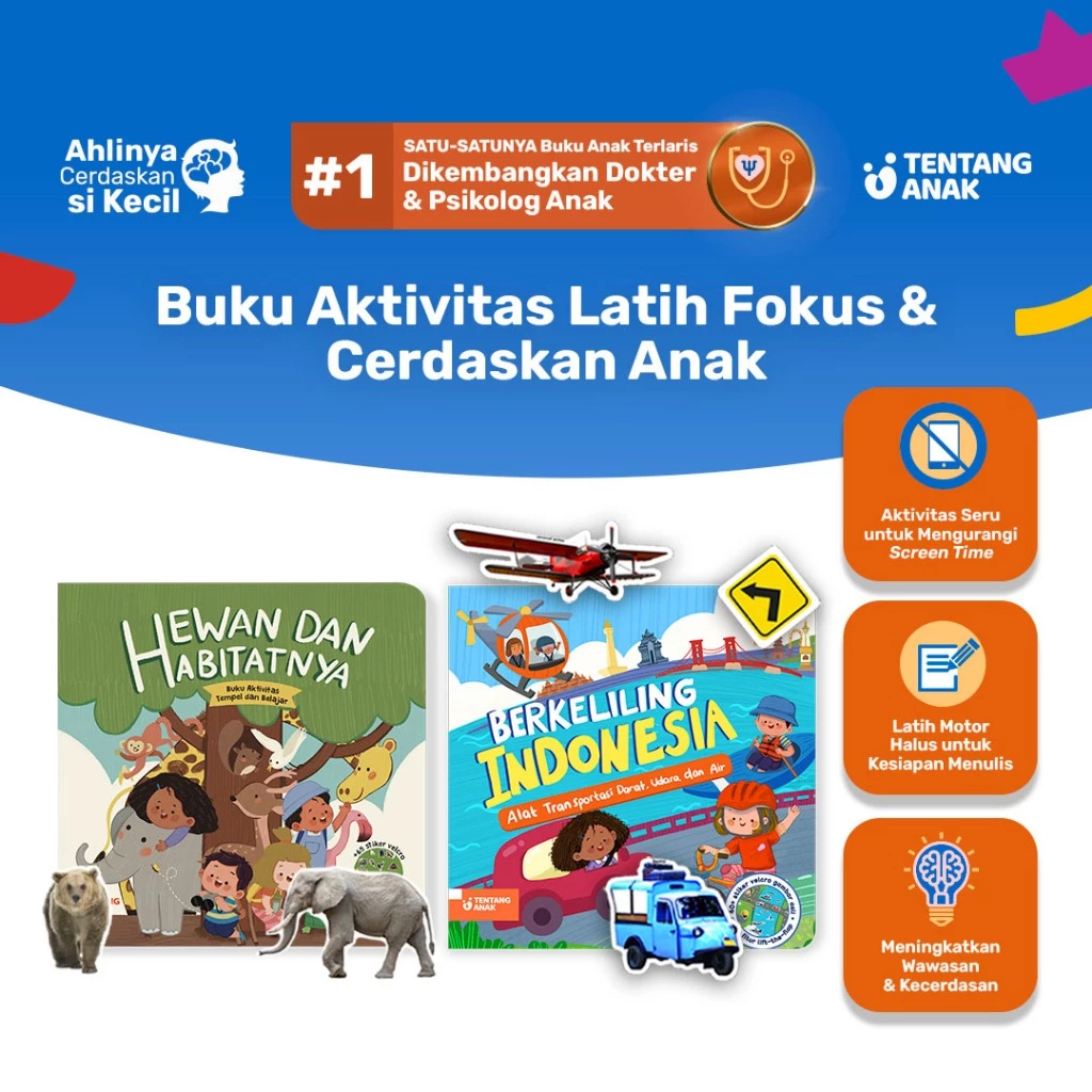 Tentang Anak Activity Busy Book / Velcro Sticker Busy Book Stiker Lepas Pasang / Wipe and Clean Board Book / Buku Aktivitas Anak Hewan Transportasi Senandung Kejora / Quiet Book