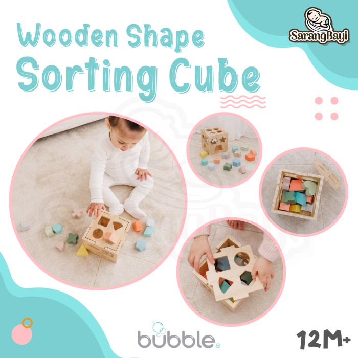 Bubble Wooden Shape Sorting Cube / Mainan Edukasi Montessori Anak