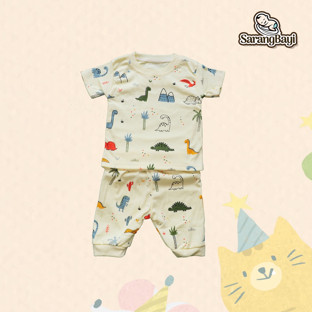 Setelan Baju Tidur Anak Lucu Motif Dinosarus Pendek