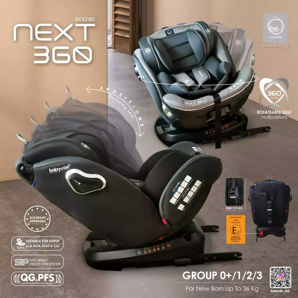 Babyelle Next 360 Isofix Rotating Car Seat BE 831 | Tempat Duduk Mobil Anak Bayi