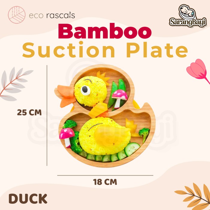 Eco Rascals Bamboo Duck Suction Plate / Piring Suction Anak