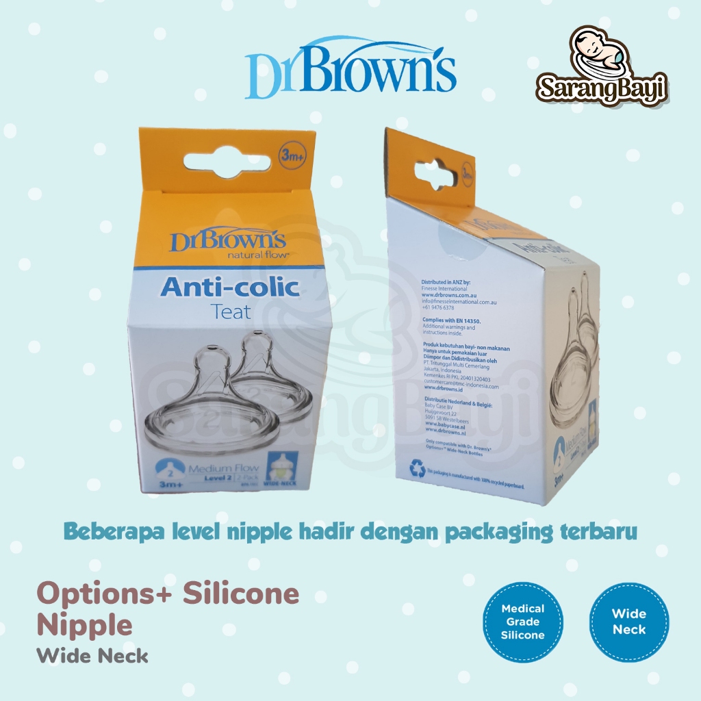 Dr Browns Silicone Wide Neck Options+ Plus Nipple  / Dot Botol Susu Bayi