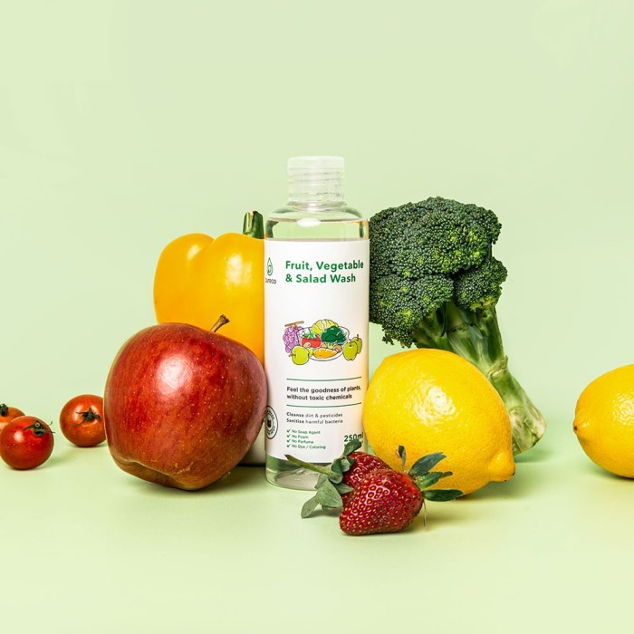 Pureco Liquid Fruit Vegetable Salad Wash / Fruit Veggie Soap / Sabun Cair Cuci Buah Sayuran Home Size Refill Size