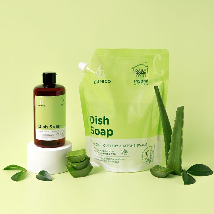 Pureco Daily Home Dish Soap / Sabun Cuci Piring Plant Based Travel Size Home Size Refill
