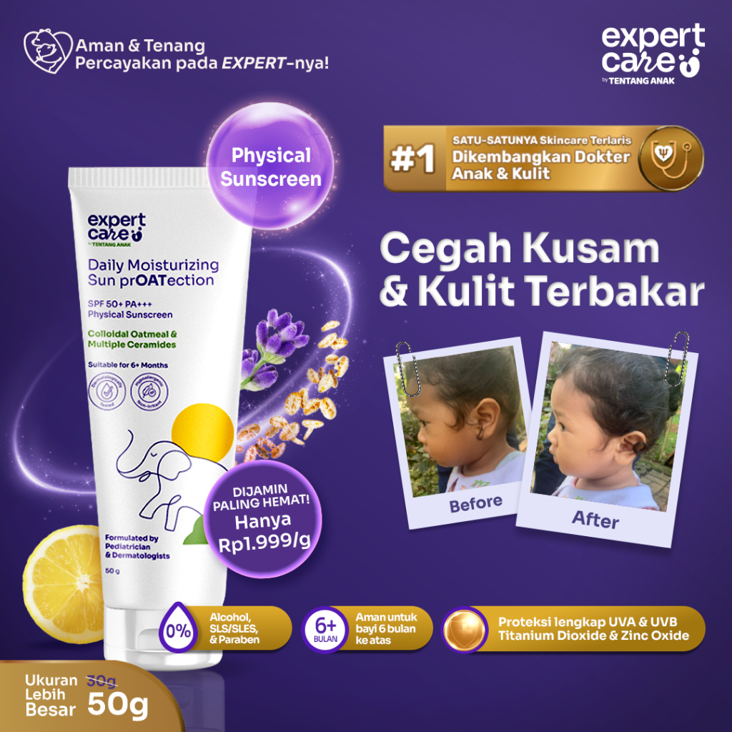 Expert Care Physical Sunscreen SPF 50+ PA+++ Daily Moisturizing Sun PrOATection / Sunblock / Krim Pelindung Kulit Sinar Matahari Anak Bayi