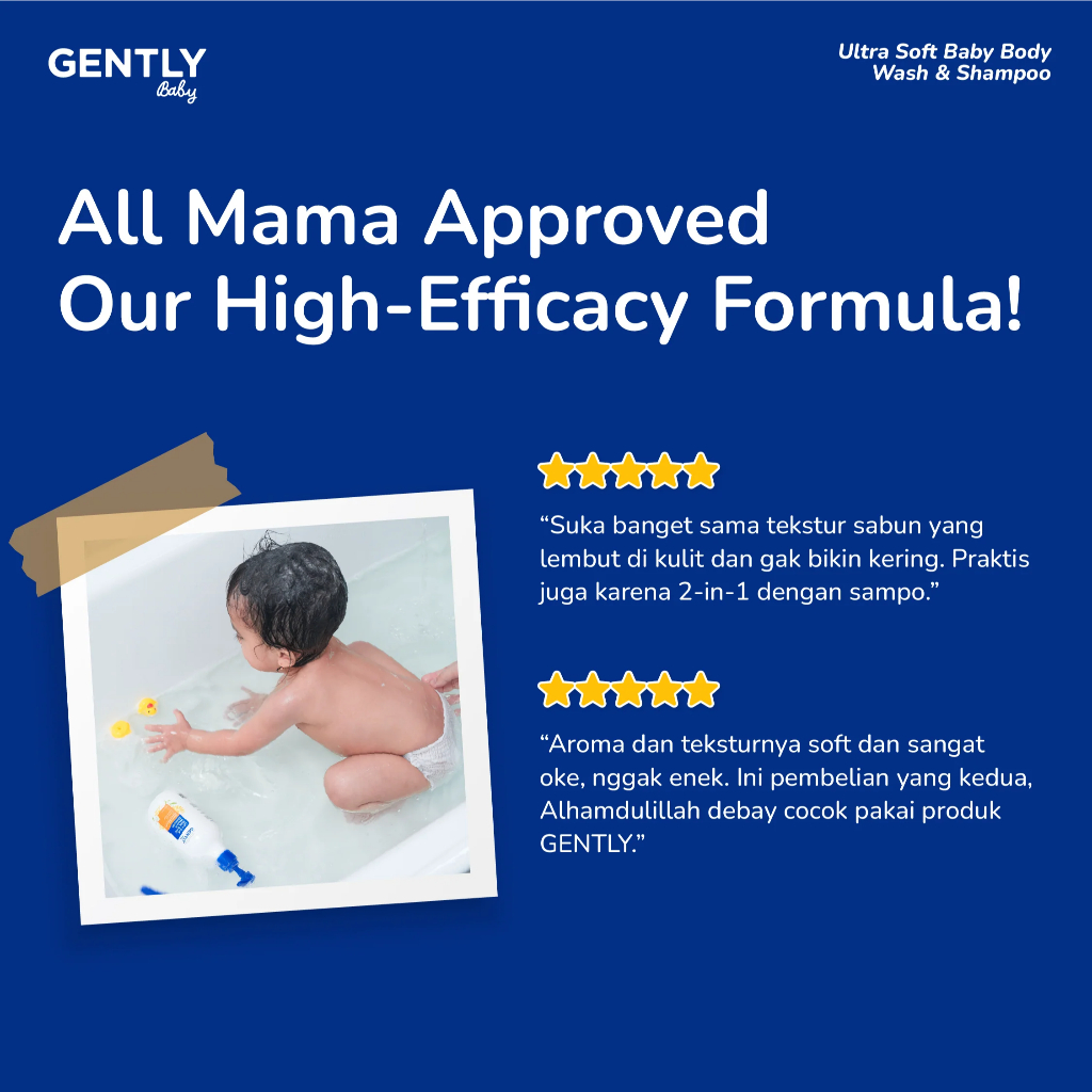 Gently Baby Ultra Soft Body Wash and Shampoo | Sabun Sampo Mandi Pembersih Badan dan Rambut Anak Bayi