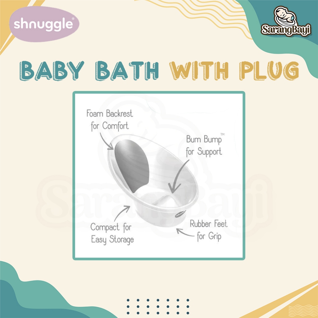 Shnuggle Baby Bath With Plug Complete Set / Set Bak Mandi Bayi