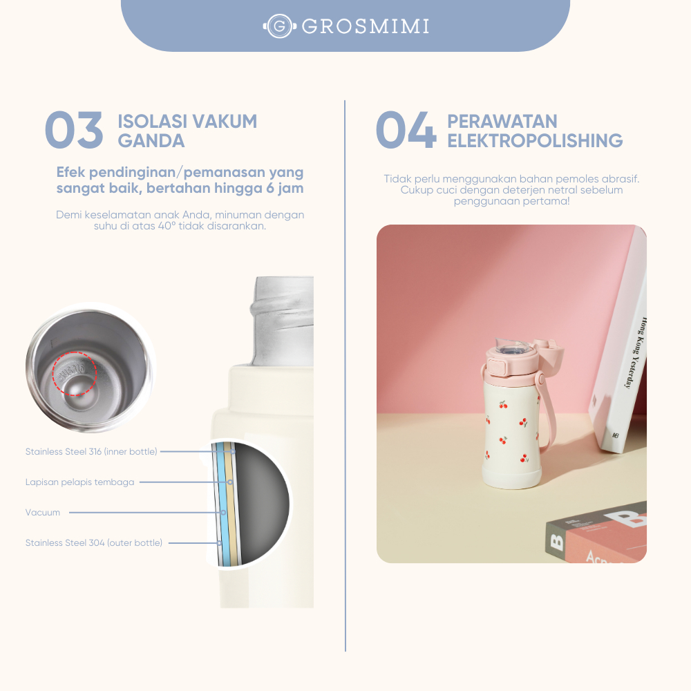 Grosmimi Stainless Kids Tumbler 300ml / Tumblr Botol Minum Anak
