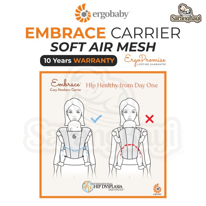 Ergobaby Embrace Soft Air Mesh Baby Carrier / Gendongan Bayi SSC