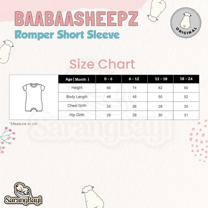Baabaasheepz Bamboo Romper Short Sleeve / Jumper Jumpsuit Baju Tidur Bayi