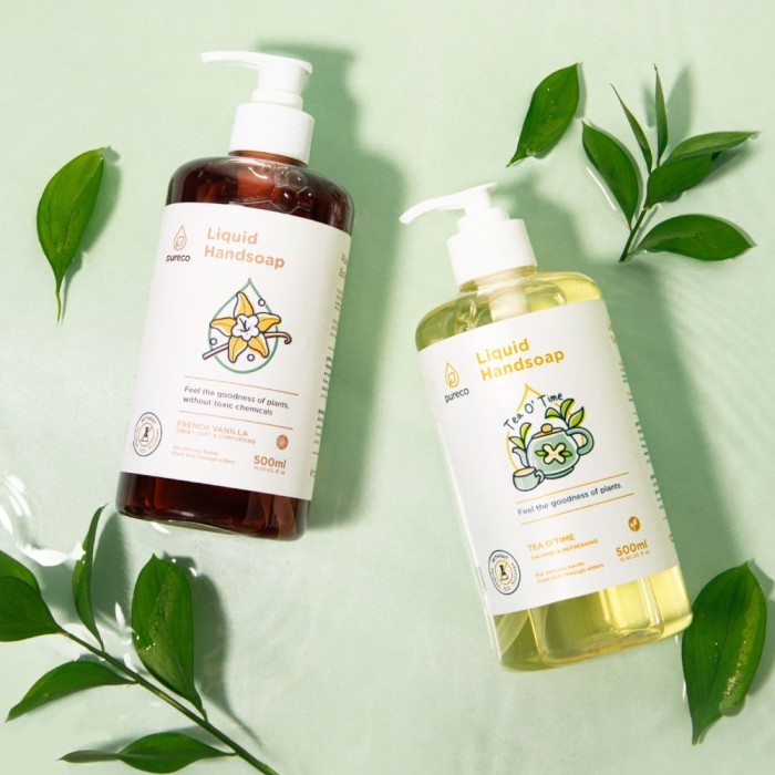 Pureco Liquid Handsoap Tea O Time / Vanilla / Sabun Cuci Tangan Anak Cair Travel Size Home Size Refill Pouch