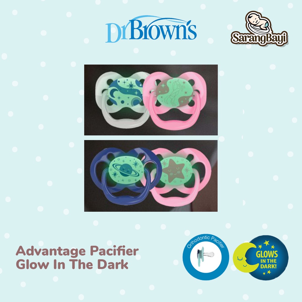 Dr Browns Advantage Pacifier Glow In The Dark Empeng Soother Bayi