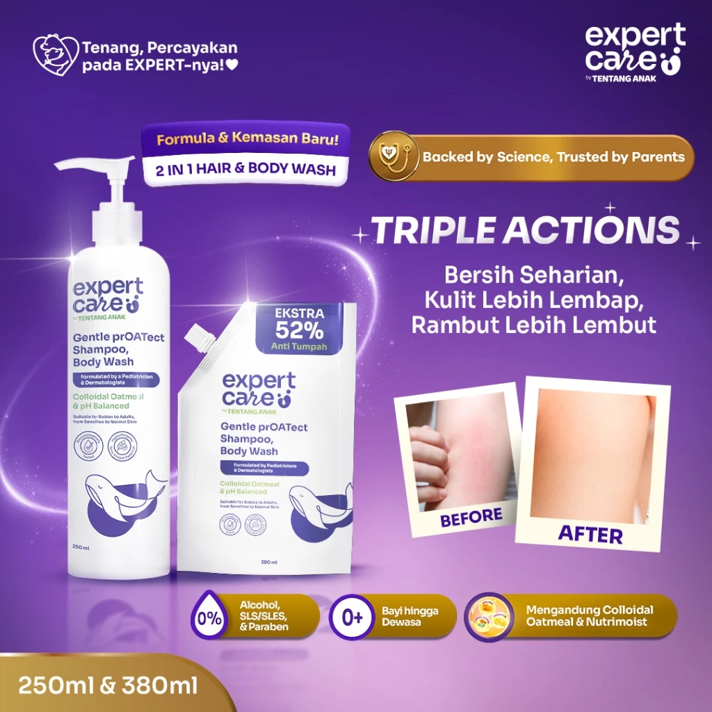 Expert Care Gentle PrOATect 2in1 Head To Toe Shampoo and Body Wash l Sampo dan Sabun Bayi Anak Kulit Sensitif