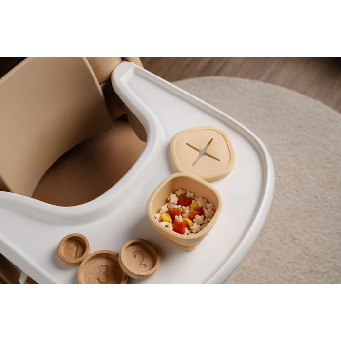 Hegen Meal Time Taupe / Alat Makan Piring Mangkok Sendok Garpu Anak Bayi Hegen / Mealtime Starter Kit with Foldable Placemat / Divided Suction Feeding Plate / Suction Bowl with Snack Lid / Infant Spoon / Multistage Fork and Spoon PPSU with Case
