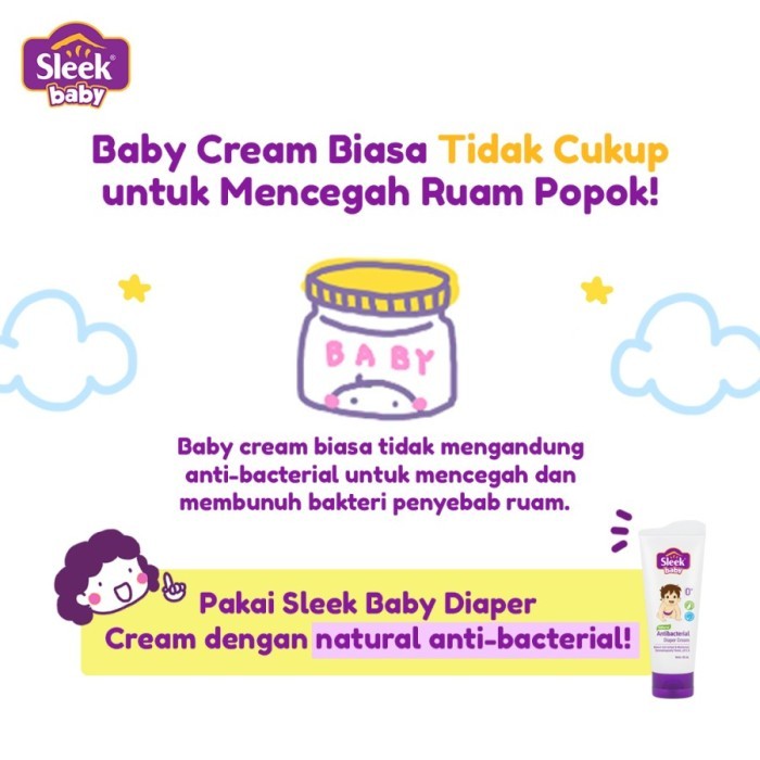 Sleek Baby Natural Antibacterial Diaper Cream Tube 80ml