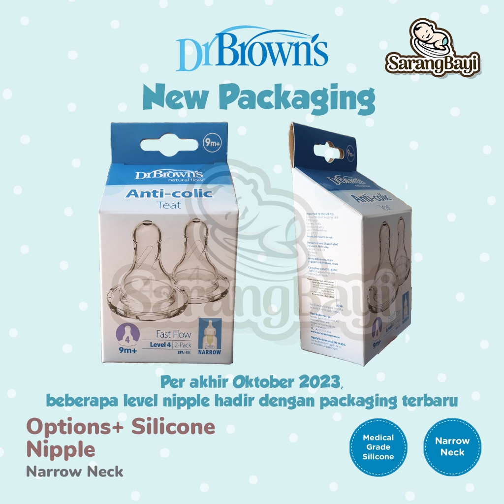 Dr Browns Silicone Narrow Neck Options Standard Nipple / Dot Botol Susu Bayi