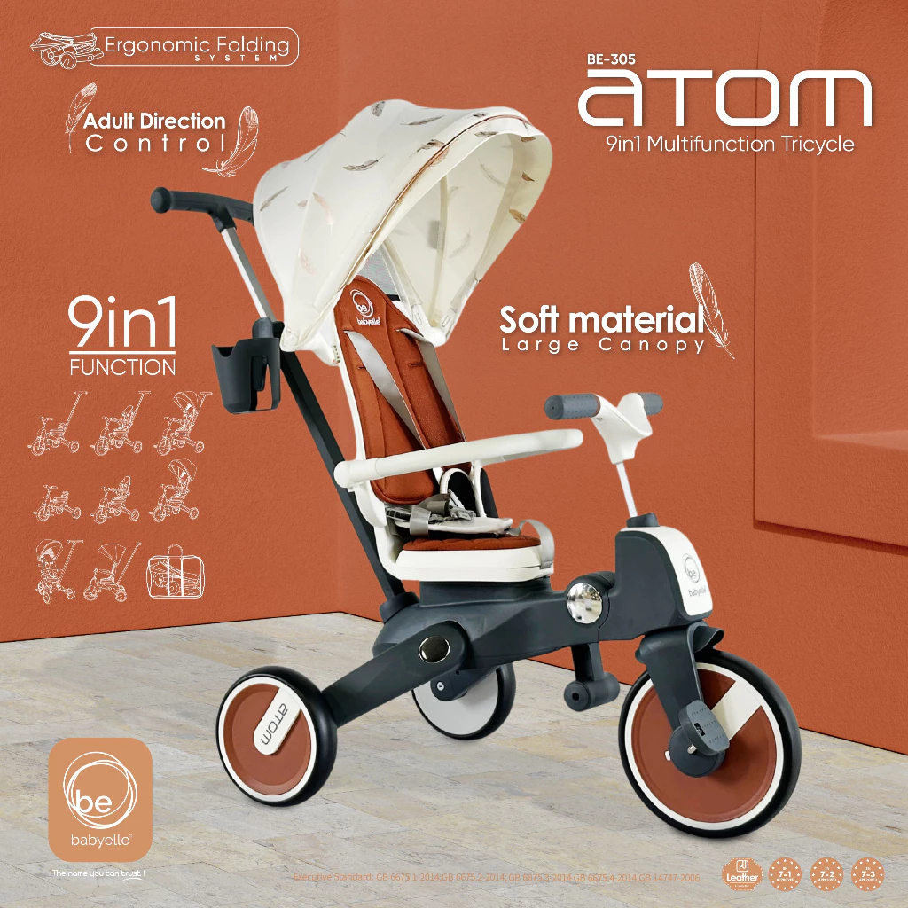 Babyelle Atom 9 in 1 Multifunction Tricycle BE 305 | Sepeda Roda Tiga Multifungsi 9in1