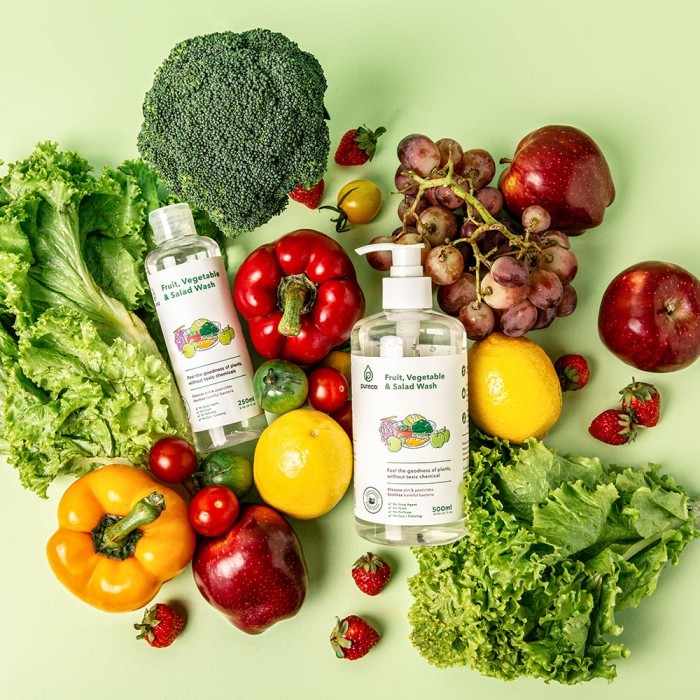 Pureco Liquid Fruit Vegetable Salad Wash / Fruit Veggie Soap / Sabun Cair Cuci Buah Sayuran Home Size Refill Size