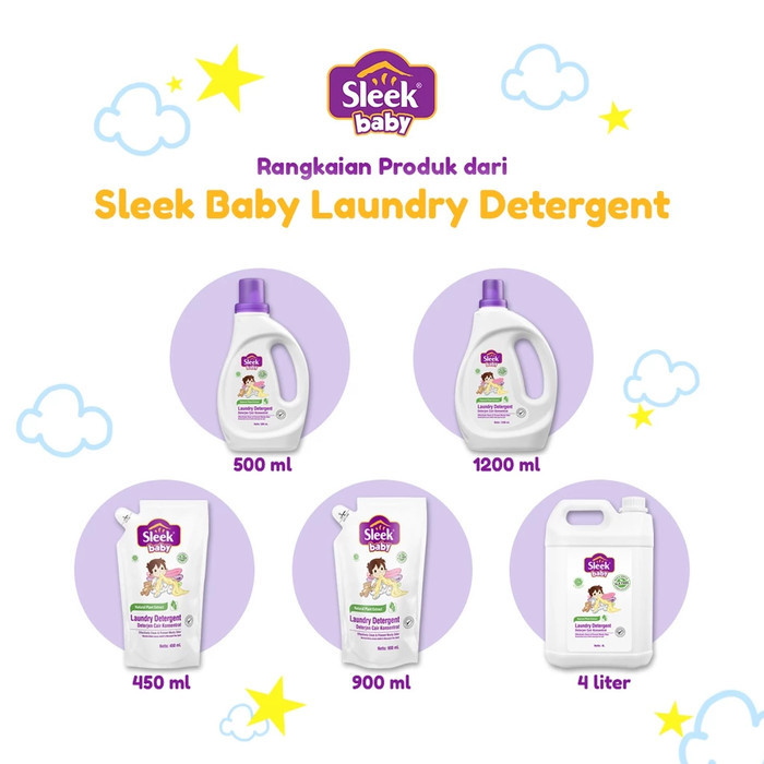 Sleek Baby Laundry Detergent Pouch Jerigen / Deterjen Pakaian Bayi 450 500 900 ml 1,2 4 Liter